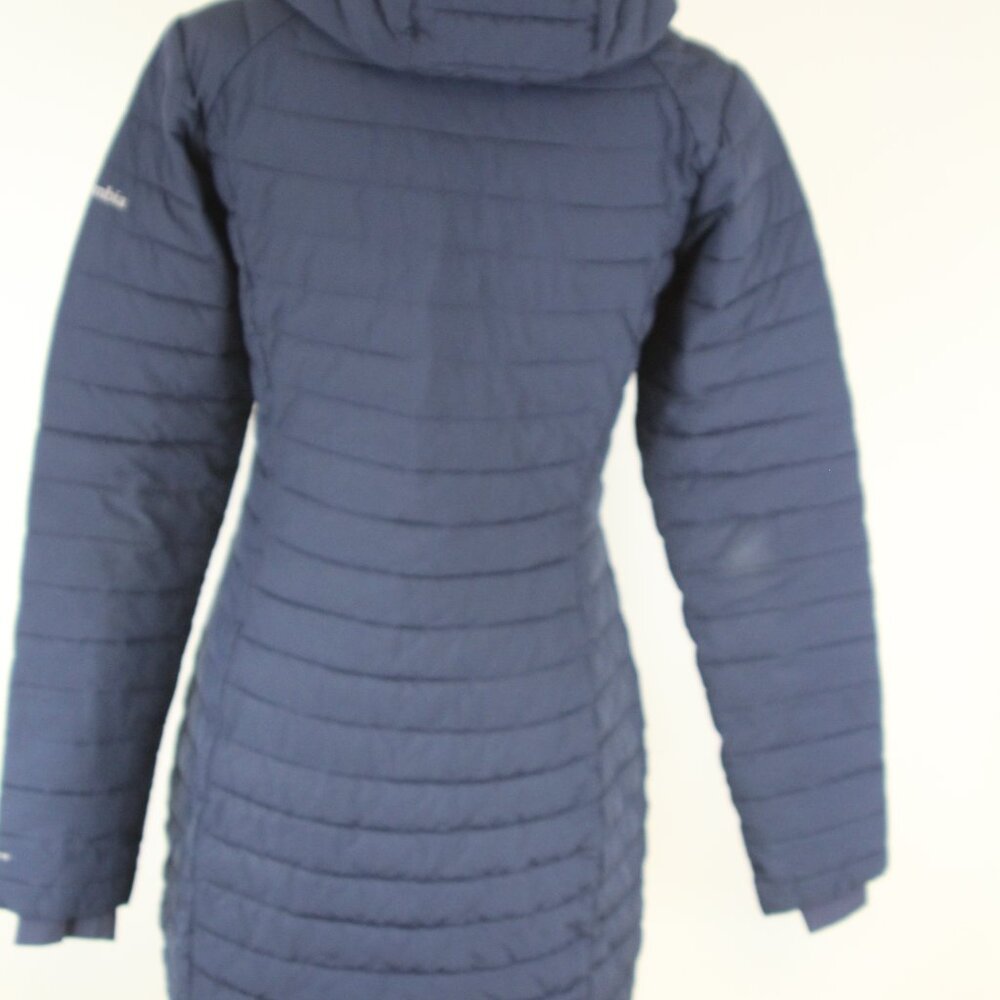 Columbia Women’s Omni-Heat Long Hooded Puffer‎ Jacket — Navy — Size Small - Picture 6 of 13